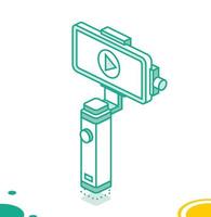 Gimbal Stabilizer for Smartphone Camera. Isometric Outline Concept. vector