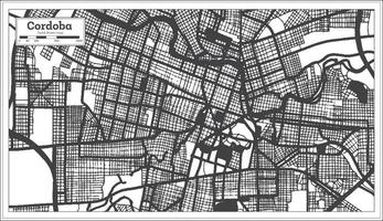 Cordoba Argentina City Map in Black and White Color in Retro Style Isolated on White. vector