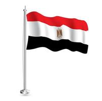 Egyptian Flag. Isolated Realistic Wave Flag of Egypt Country on Flagpole. vector