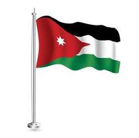 Jordanian Flag. Isolated Realistic Wave Flag of Jordan Country on Flagpole. vector