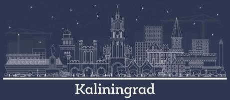 delinear el horizonte de la ciudad de kaliningrado rusia con edificios blancos. vector