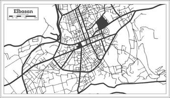 Elbasan Albania City Map in Black and White Color in Retro Style Isolated on White. vector