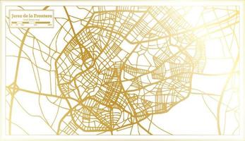 Jerez de la Frontera Spain City Map in Retro Style in Golden Color. Outline Map. vector