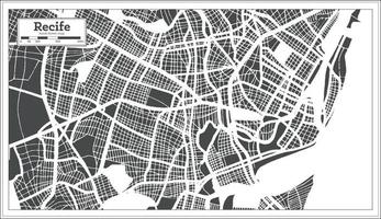 Recife Brazil City Map in Retro Style. Outline Map. vector