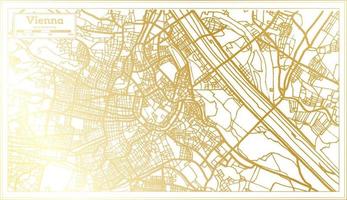 mapa de la ciudad de viena austria en estilo retro en color dorado. esquema del mapa. vector