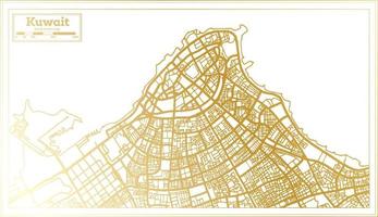 mapa de la ciudad de kuwait en estilo retro en color dorado. esquema del mapa. vector