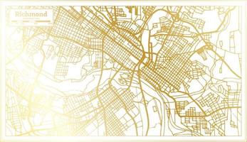 mapa de la ciudad de richmond usa en estilo retro en color dorado. esquema del mapa. vector