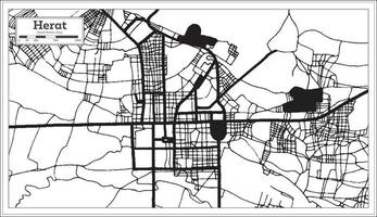 herat mapa de la ciudad de afganistán en color blanco y negro en estilo retro. esquema del mapa. vector