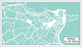 mapa de la ciudad de kerkyra grecia en estilo retro. esquema del mapa. vector