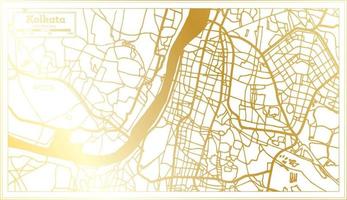 Kolkata India City Map in Retro Style in Golden Color. Outline Map. vector
