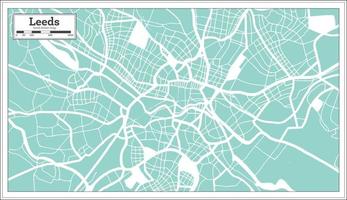 mapa de la ciudad de leeds gran bretaña en estilo retro. esquema del mapa. vector