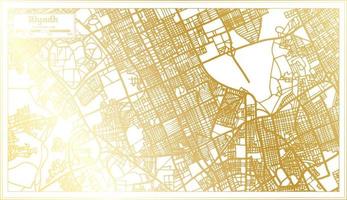 mapa de la ciudad de riyadh arabia saudita en estilo retro en color dorado. esquema del mapa. vector