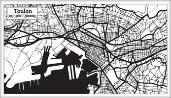mapa de toulon francia en color blanco y negro. vector