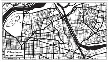 mapa de villeurbanne francia en color blanco y negro. vector