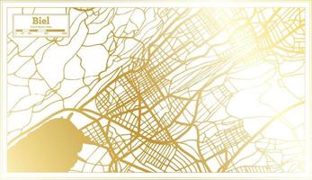 Biel Switzerland City Map in Retro Style in Golden Color. Outline Map. vector