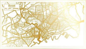 Brest France City Map in Retro Style in Golden Color. Outline Map. vector
