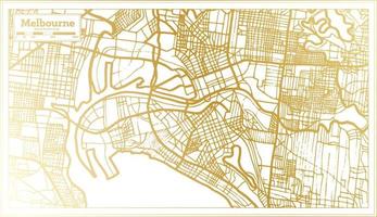 Melbourne Australia City Map in Retro Style in Golden Color. Outline Map. vector