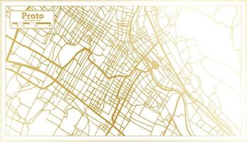 mapa de la ciudad de prato italia en estilo retro en color dorado. esquema del mapa. vector