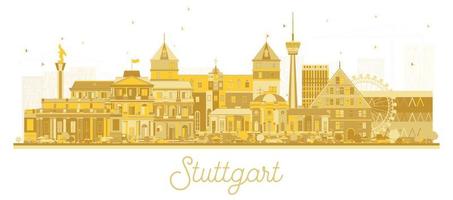 Stuttgart Germany City Skyline Silhouette with Golden Buildings Isolated on White. vector