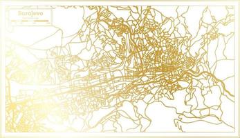 mapa de la ciudad de sarajevo bosnia y herzegovina en estilo retro en color dorado. esquema del mapa. vector