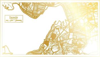 Izmir Turkey City Map in Retro Style in Golden Color. Outline Map. vector