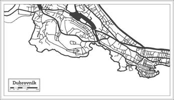 mapa de la ciudad de dubrovnik croacia en color blanco y negro en estilo retro aislado en blanco. vector