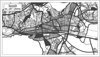 mapa de la ciudad de izmit turquía en color blanco y negro en estilo retro. esquema del mapa. vector