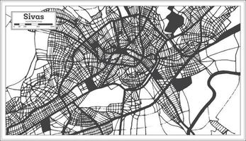 mapa de la ciudad de sivas turquía en color blanco y negro en estilo retro. esquema del mapa. vector