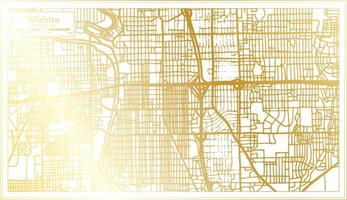 Wichita USA City Map in Retro Style in Golden Color. Outline Map. vector