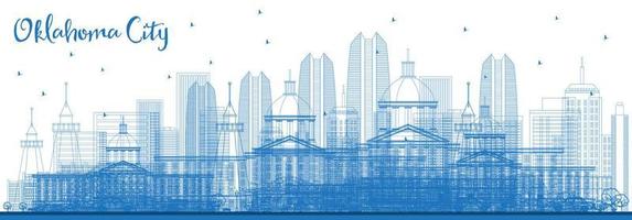 Outline Oklahoma City Skyline with Blue Buildings. vector