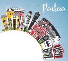 Padua Italy City Skyline with Color Buildings, Blue Sky and Copy Space. vector