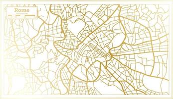 mapa de la ciudad de roma italia en estilo retro en color dorado. esquema del mapa. vector