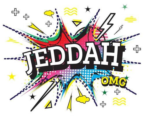 Jeddah Comic Text in Pop Art Style Isolated on White Background.