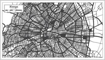 Konya Turkey City Map in Black and White Color in Retro Style. Outline Map. vector