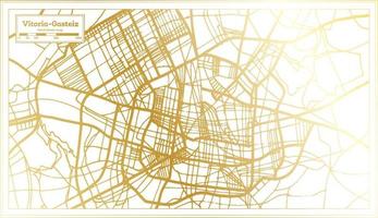 mapa de la ciudad de vitoria gasteiz españa en estilo retro en color dorado. esquema del mapa. vector