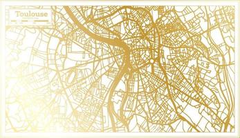 mapa de la ciudad de toulouse francia en estilo retro en color dorado. esquema del mapa. vector