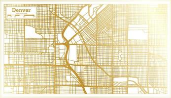 mapa de la ciudad de denver usa en estilo retro en color dorado. esquema del mapa. vector