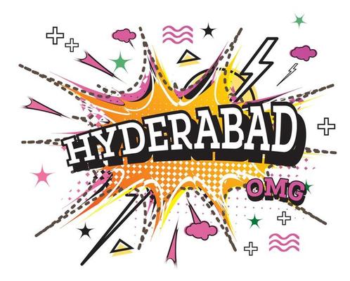 Hyderabad Comic Text in Pop Art Style Isolated on White Background.