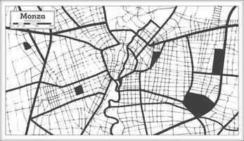 mapa de la ciudad de monza italia en color blanco y negro en estilo retro. esquema del mapa. vector