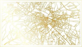 mapa de la ciudad de sofia bulgaria en estilo retro en color dorado. esquema del mapa. vector