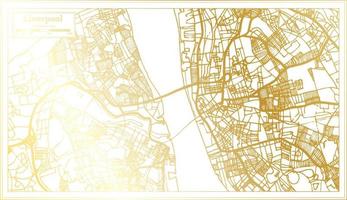 mapa de la ciudad de liverpool inglaterra en estilo retro en color dorado. esquema del mapa. vector