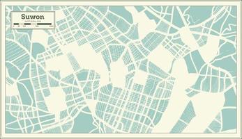 mapa de la ciudad de suwon corea del sur en estilo retro. esquema del mapa. vector