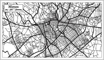 Nimes France Map in Black and White Color. vector