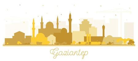 Gaziantep Turkey City Skyline Silhouette with Golden Buildings Isolated on White. vector