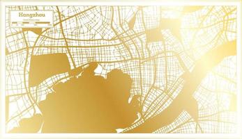 Hangzhou China City Map in Retro Style in Golden Color. Outline Map. vector