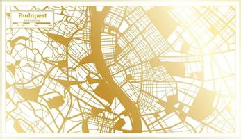 mapa de la ciudad de budapest hungría en estilo retro en color dorado. esquema del mapa. vector