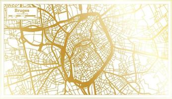 Bruges Belgium City Map in Retro Style in Golden Color. Outline Map. vector