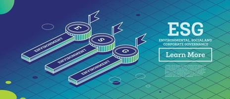 esg concepto de ambiental, social y de gobernanza. elemento infográfico con tres elementos. vector