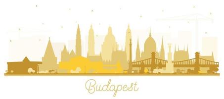 silueta del horizonte de la ciudad de budapest hungría con edificios dorados aislados en blanco. vector