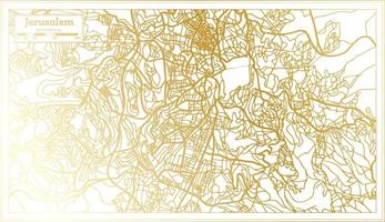 mapa de la ciudad de jerusalén israel en estilo retro en color dorado. esquema del mapa. vector